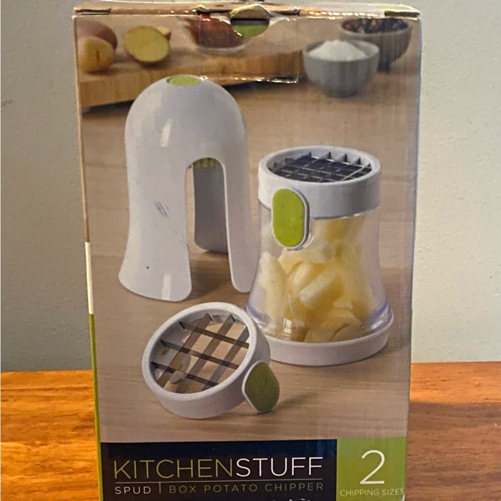 NEW White & Green Potato Chipper - 2 Chopping Sizes
